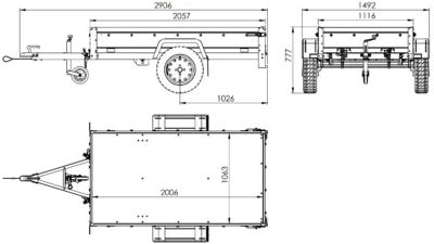 Grande Remorque 230X125 Avec Bâche Haute Grise, Ridelles Grillagées Et Roue Jockey – Garden Trailer 230 Kipp – Image 2