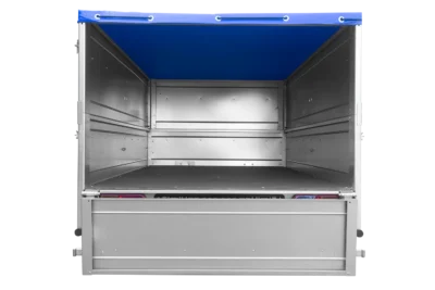 Cliquez pour agrandir Remorque neuve 200×106 avec bâche plate, rehausses de ridelles et roue jockey – Garden Trailer 200 KIPP – Image 12
