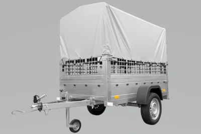Grande Remorque 230X125 Avec Bâche Haute Grise, Ridelles Grillagées Et Roue Jockey – Garden Trailer 230 Kipp – Image 3